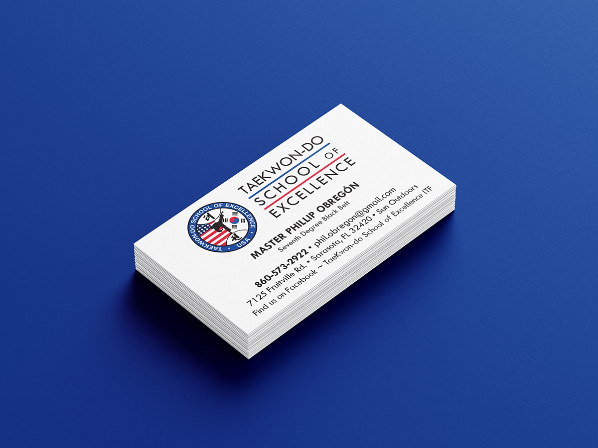 TaeKwon Do School of Excellence business card mockup